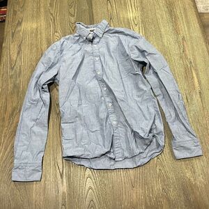 Denim & Flower Button Down Shirt Long Sleeve Slim Fit Chambray Collared Blue S